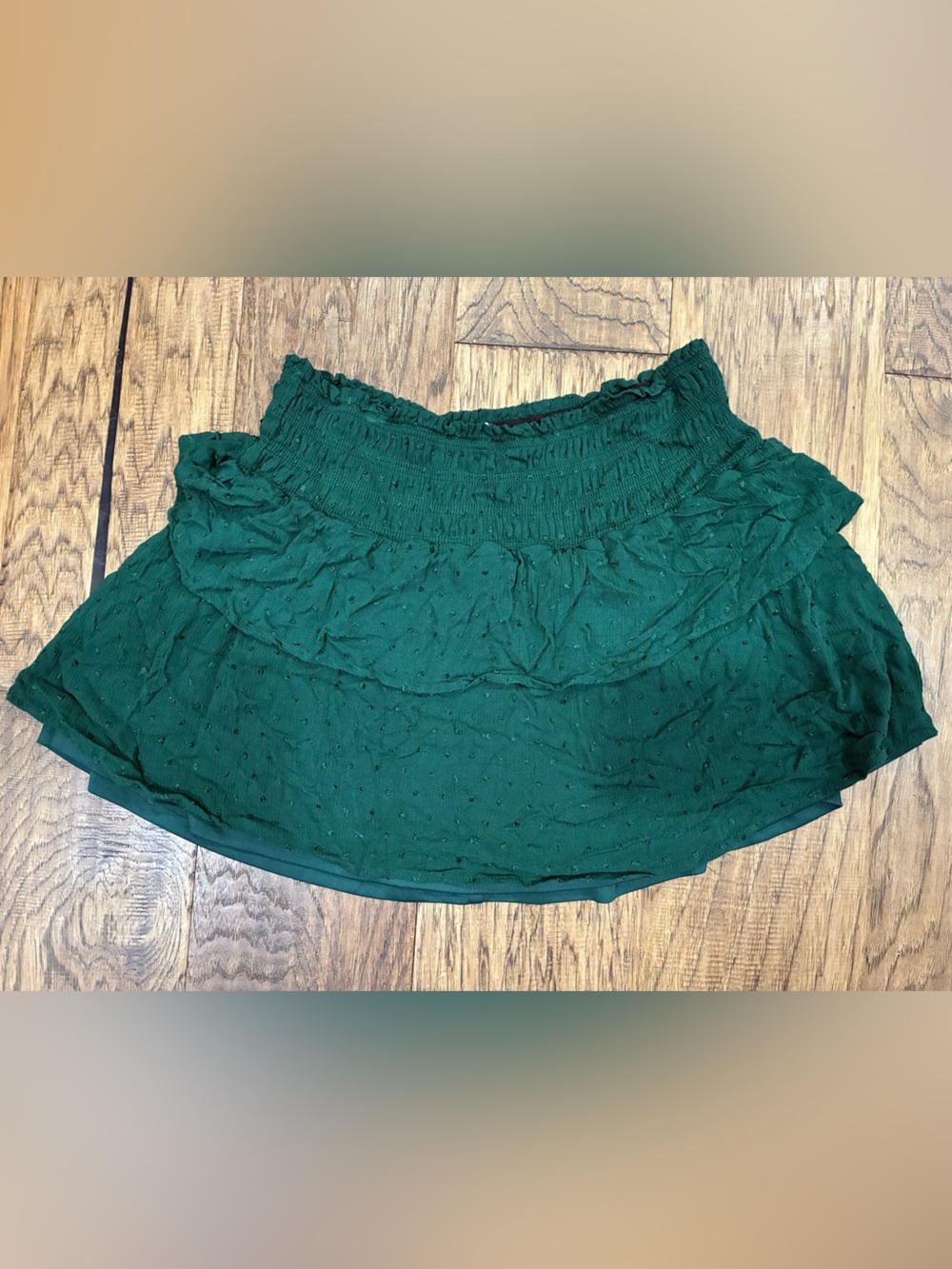Altar'd State Dark Green Ruffled Mini Skirt